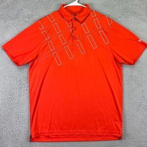 Under Armour Shirt Adult Polo Large Orange Heat Gear Golf Athletic Rugby Mens